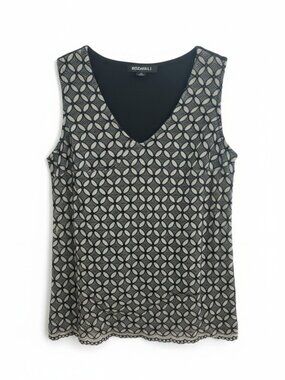 Roz & Ali Black Lace Overlay Camisole with White Underlayer